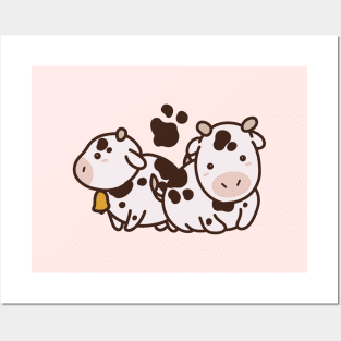 Cute Kawaii Cows Drawing Posters and Art